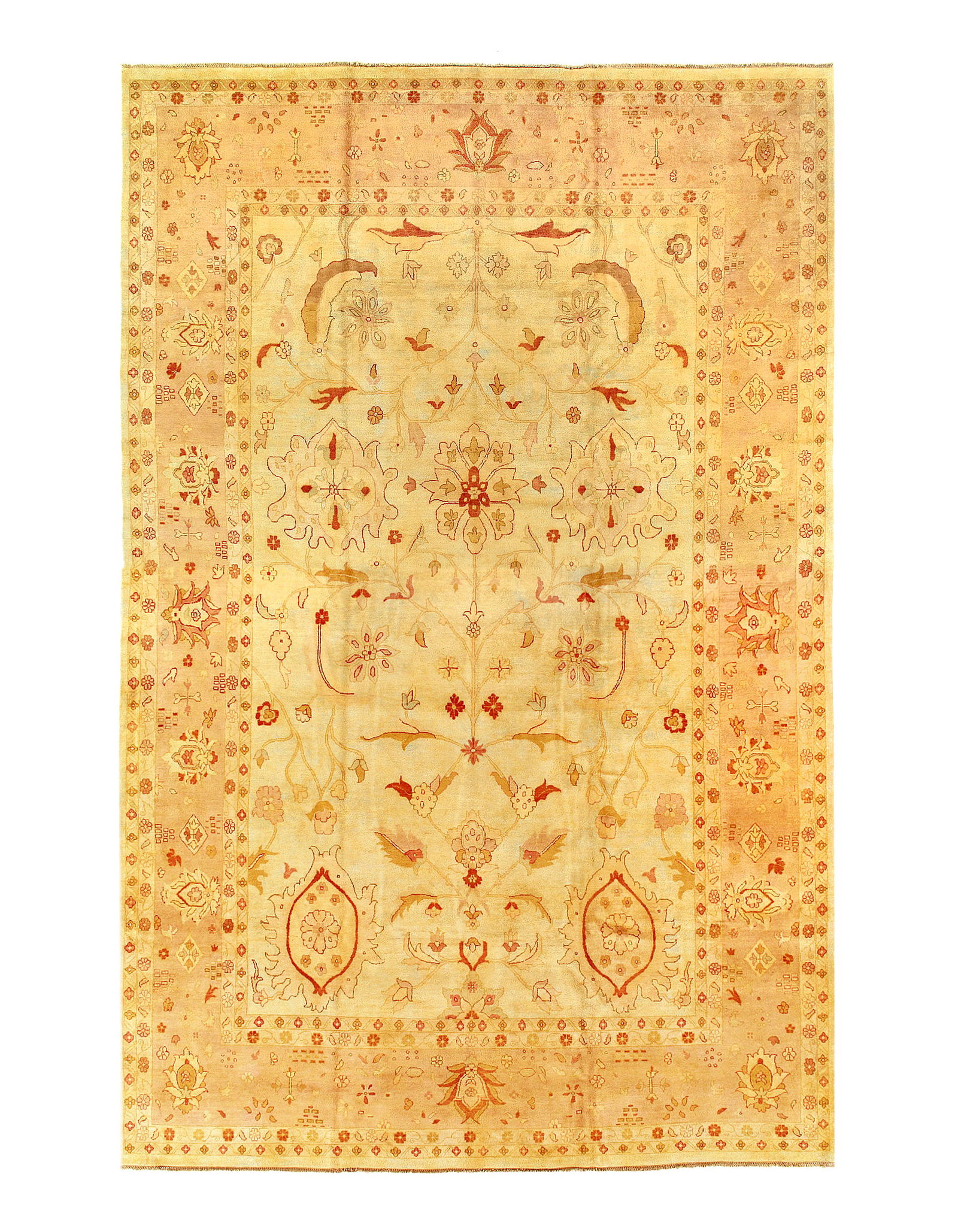 Beige color hand khotted fine Agra 12' X 18': Beige color hand khotted fine Agra 12' X 18' - New, Agra, Hand-Knotted, Lamb's Wool, 300 -21967- 862.This item is part of our fine auction collection which includes many fine home accessories includin