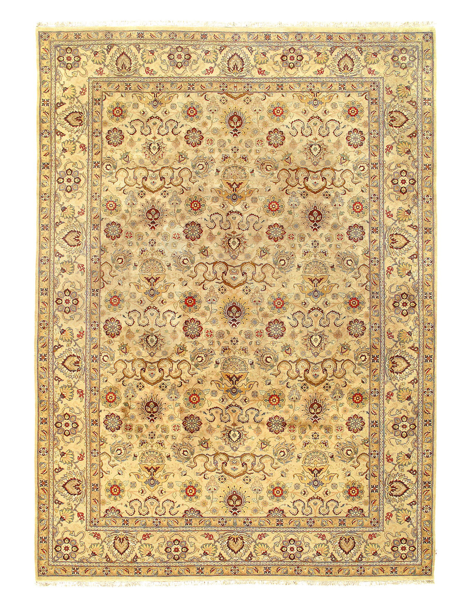 Beige Fine Hand Knotted Agra Rug 10' X 14': Beige Fine Hand Knotted Agra Rug 10' X 14' - New, Agra, Hand-Knotted, Lamb's Wool, 300 -D03106- 862.This item is part of our fine auction collection which includes many fine home accessories including