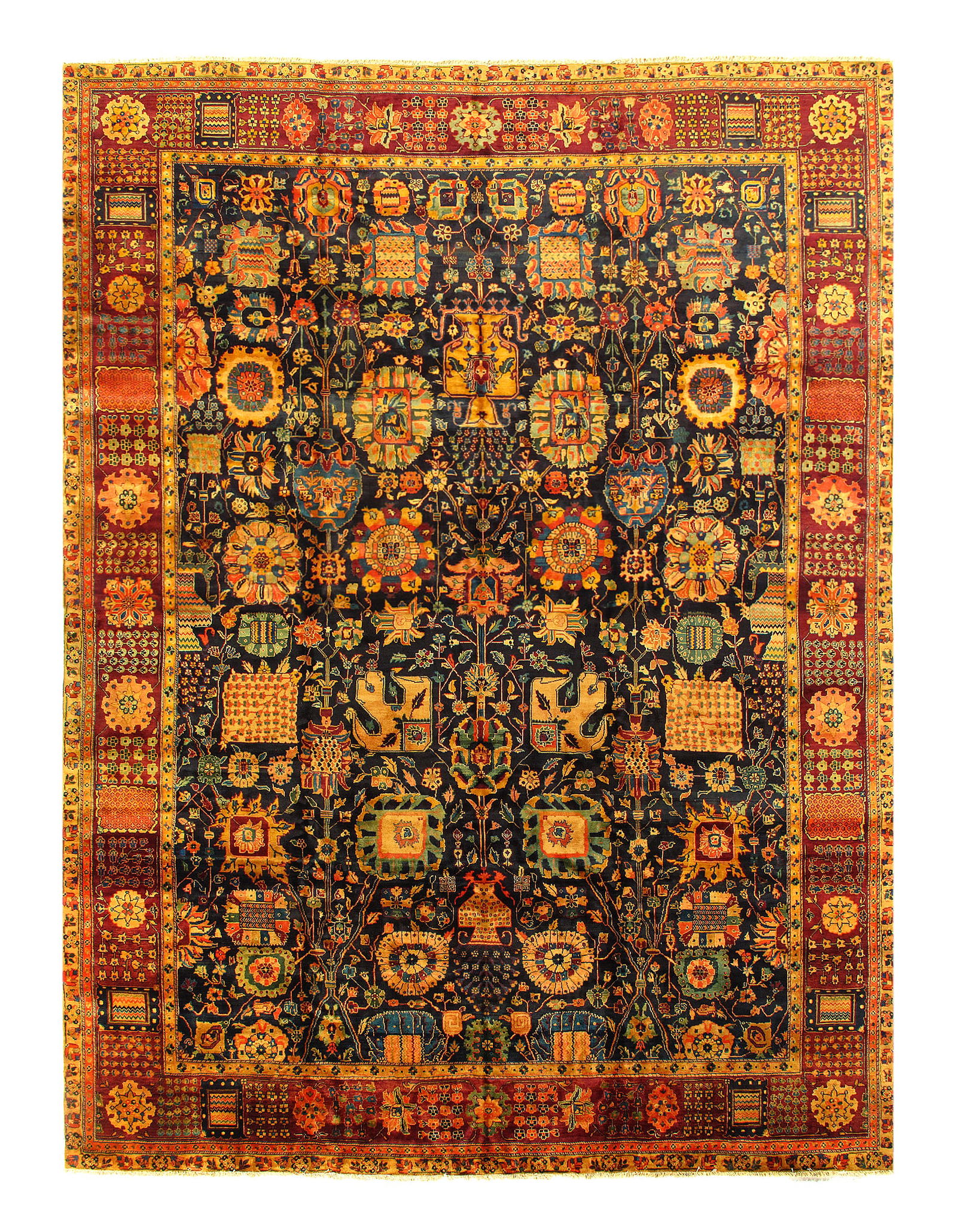 Navy Blue Hand Knotted Agra Rug 12'5'' X 16'6'' (1 of 10)