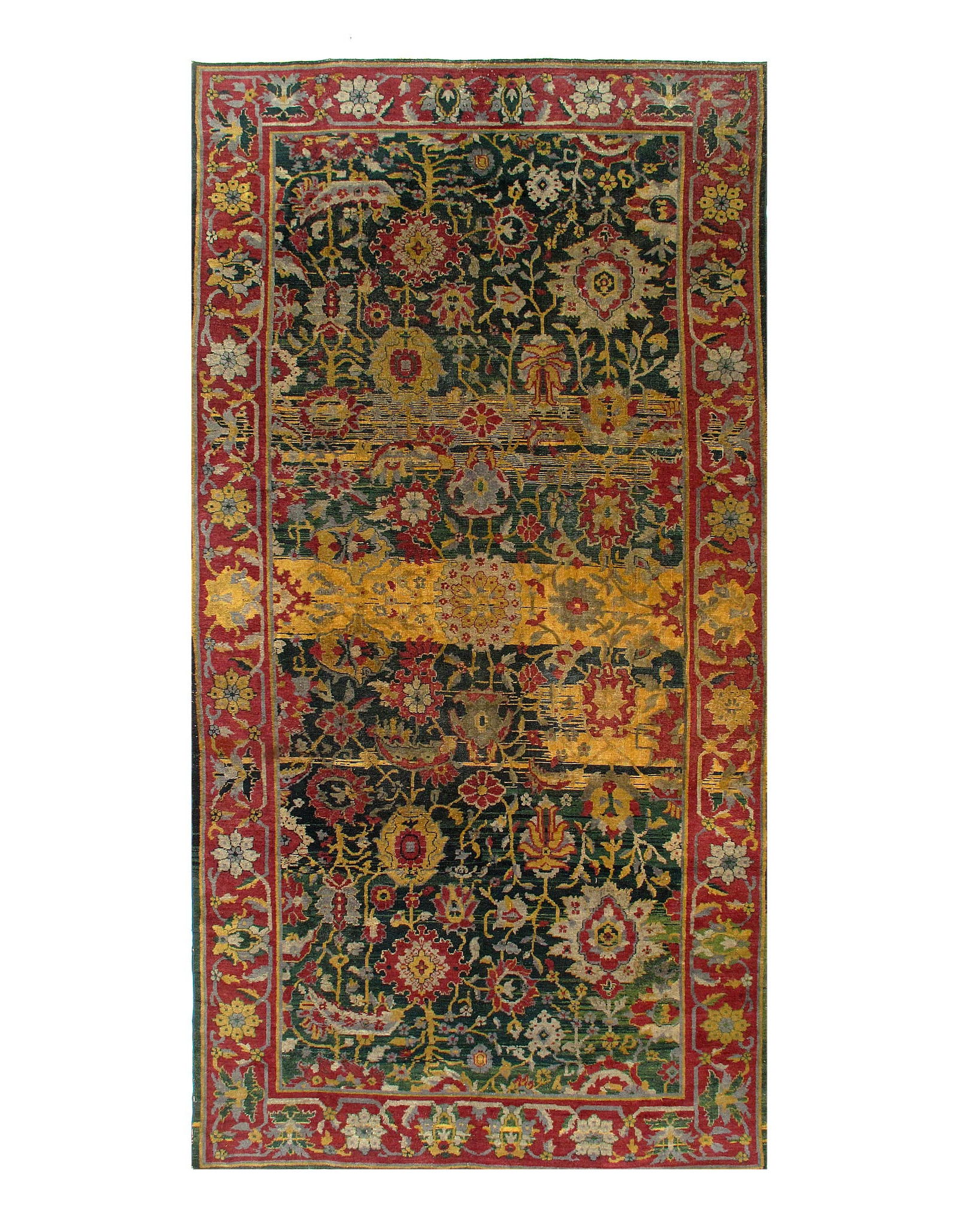 Green Color Fine Antique Hand Knotted Agra 6' X 11'8'' (1 of 3)