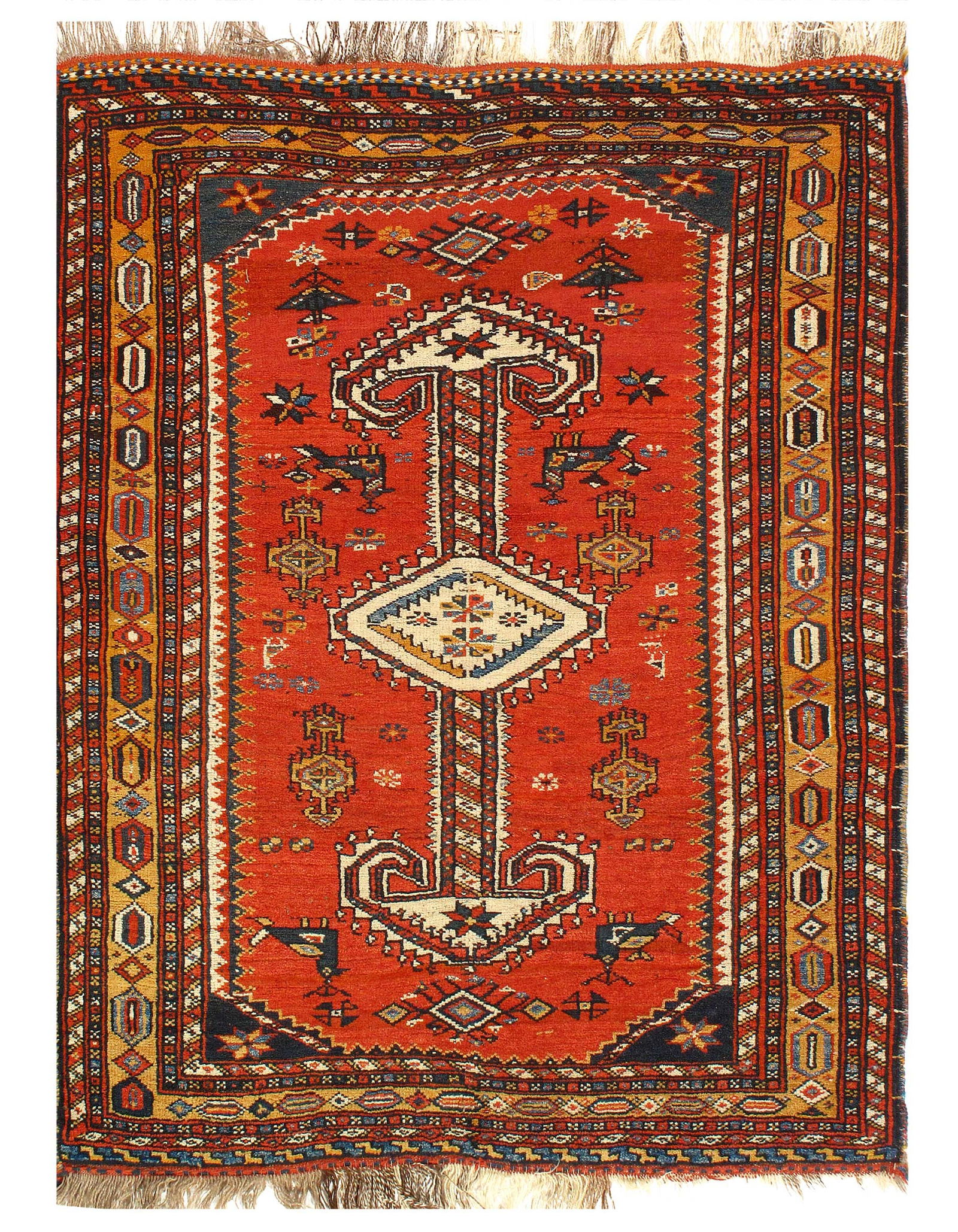 Rust Persian Hand Knotted Antique Afshar 3'7'' X 4'7'': Rust Persian Hand Knotted Antique Afshar 3'7'' X 4'7'' - Circa 1920, Afshar, Hand-Knotted, Lamb's Wool, 300 -D11185- 862.This item is part of our fine auction collection which includes many fine home