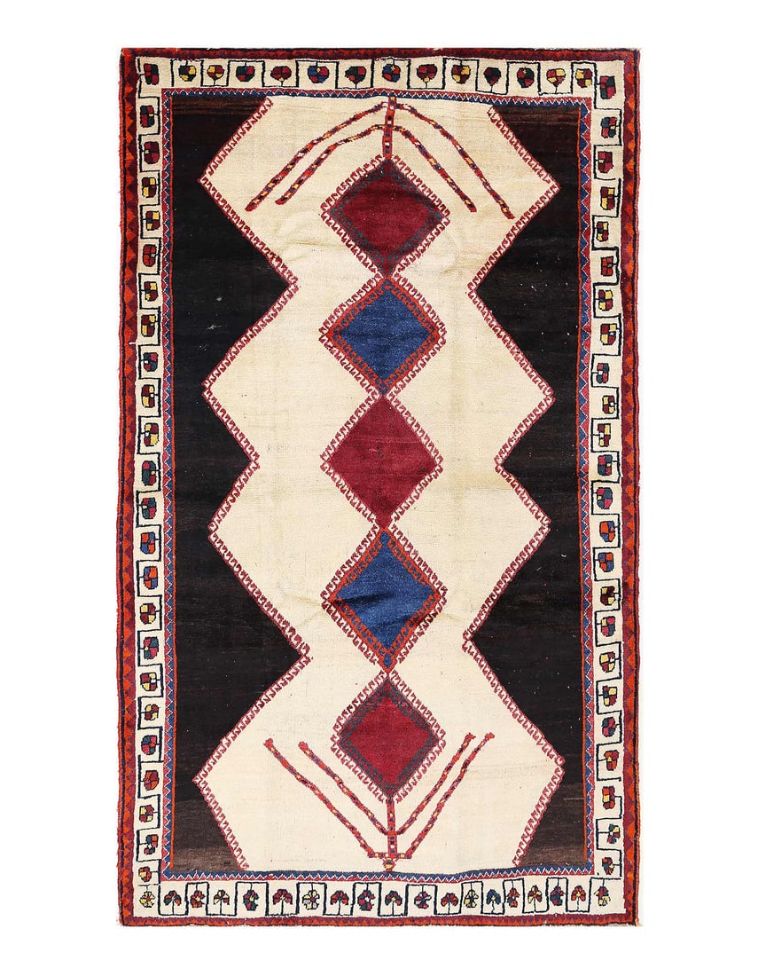 Fine Hand knotted Persian Vintage Afshar rug 4'11'' X 8'4'': Fine Hand knotted Persian Vintage Afshar rug 4'11'' X 8'4'' - 1980, Afshar, Hand-Knotted, Lamb's Wool, 300 -D13951- 862.This item is part of our fine auction collection which includes many fine home a