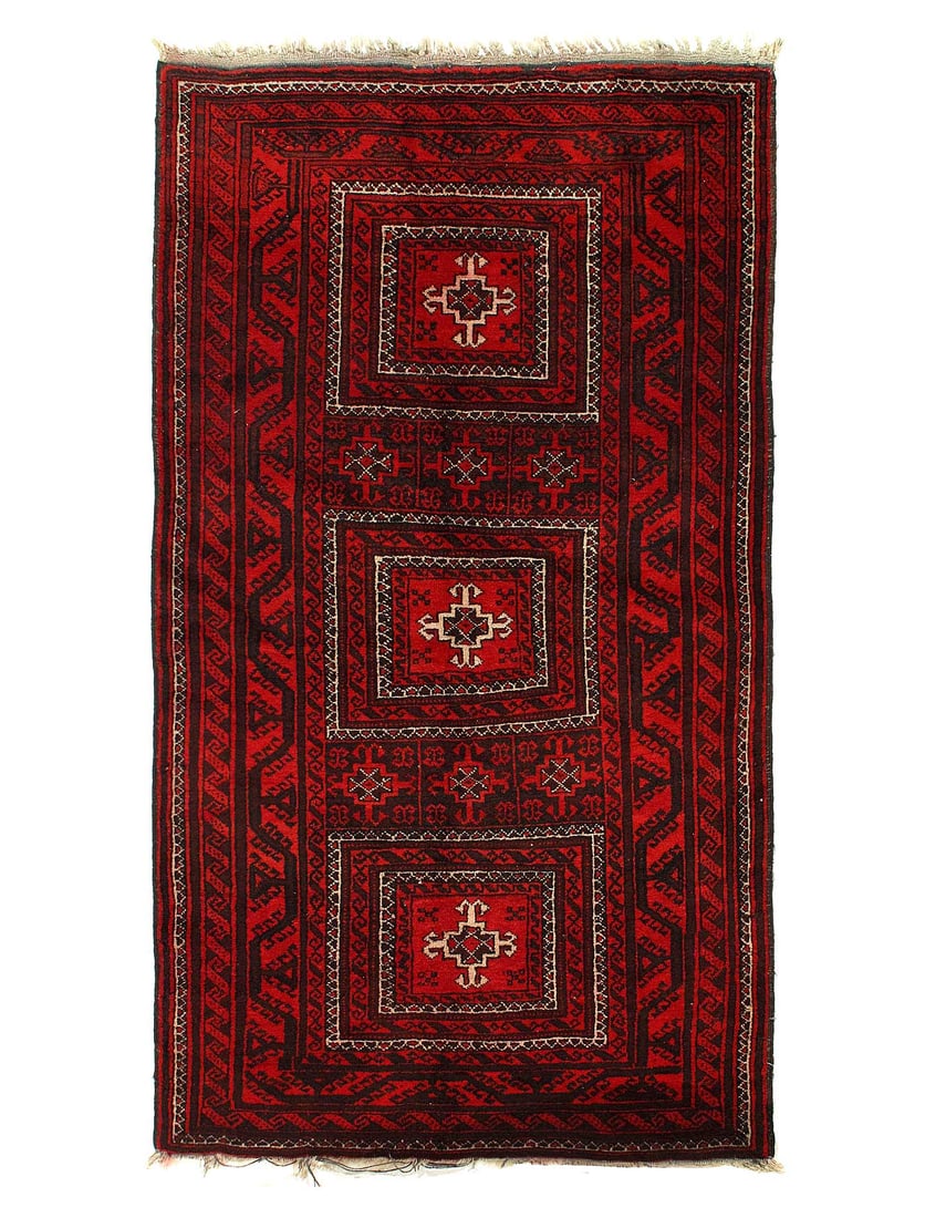 Afghan Baluch Wool Rug 3'9"X 6'7" (1 of 3)