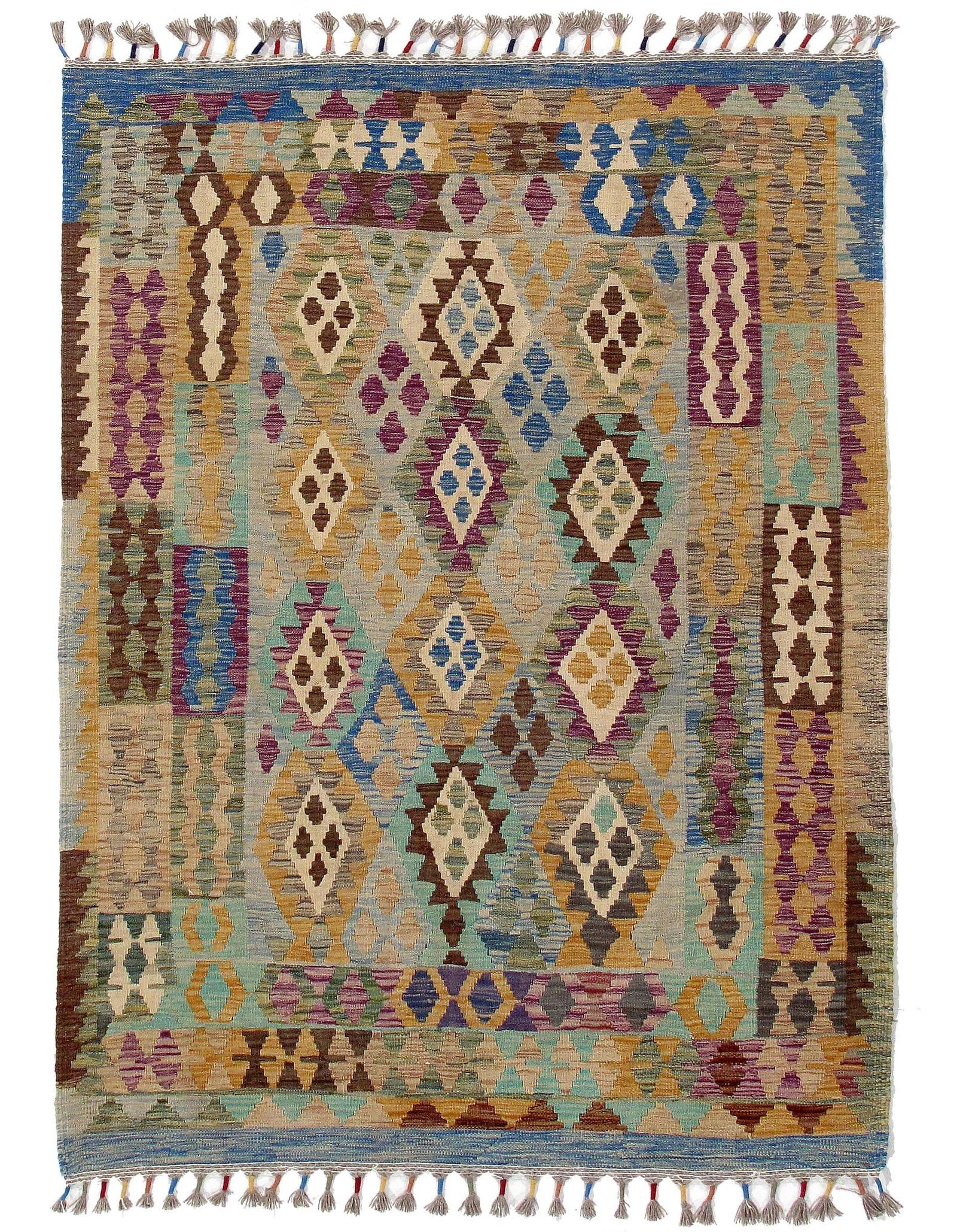 Afghan Kilim Handspun Wool Rug - 4'11" x 6'6" (1 of 4)