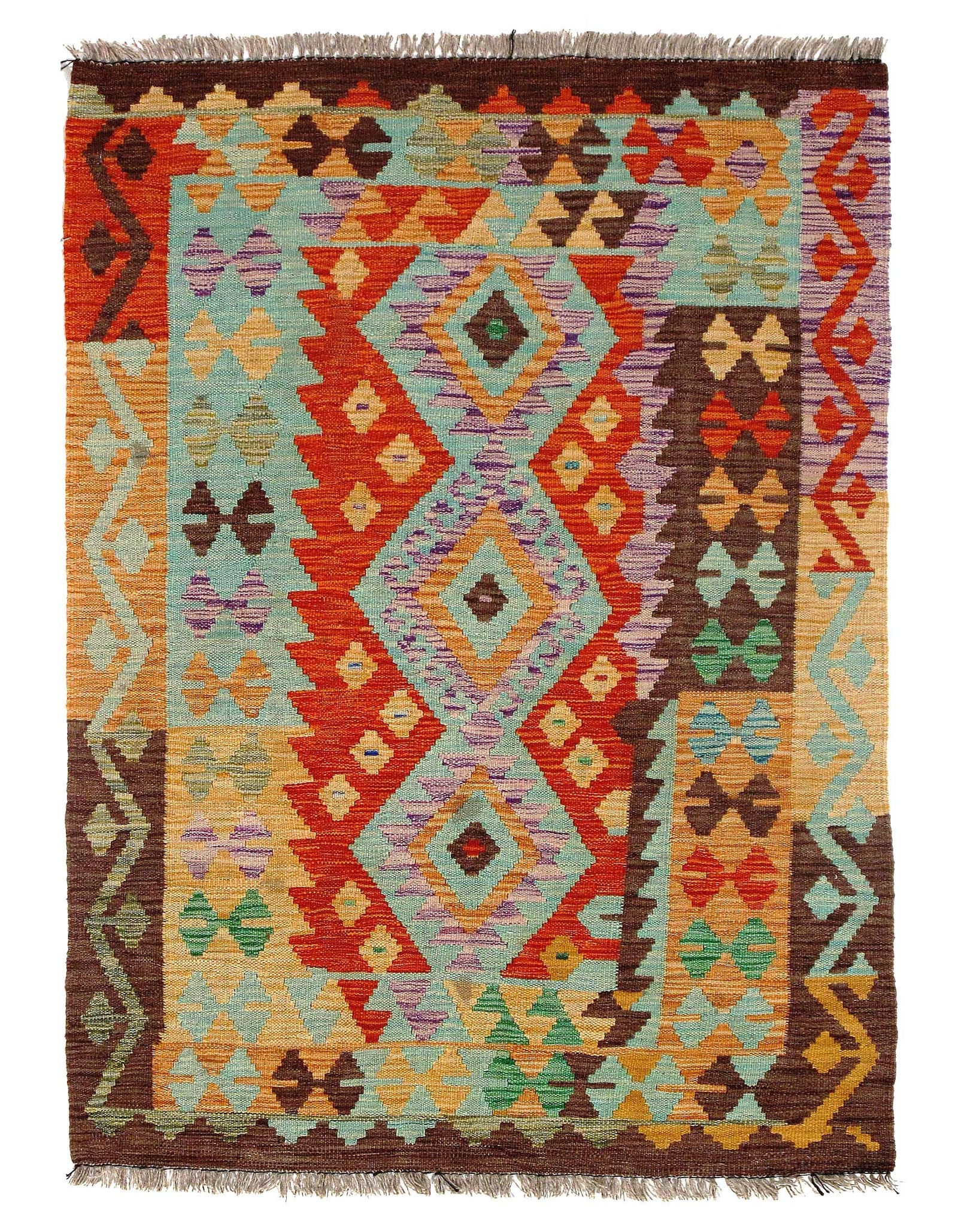 Afghan Kilim Handspun Wool Rug - 3'6" x 4'11" (1 of 3)