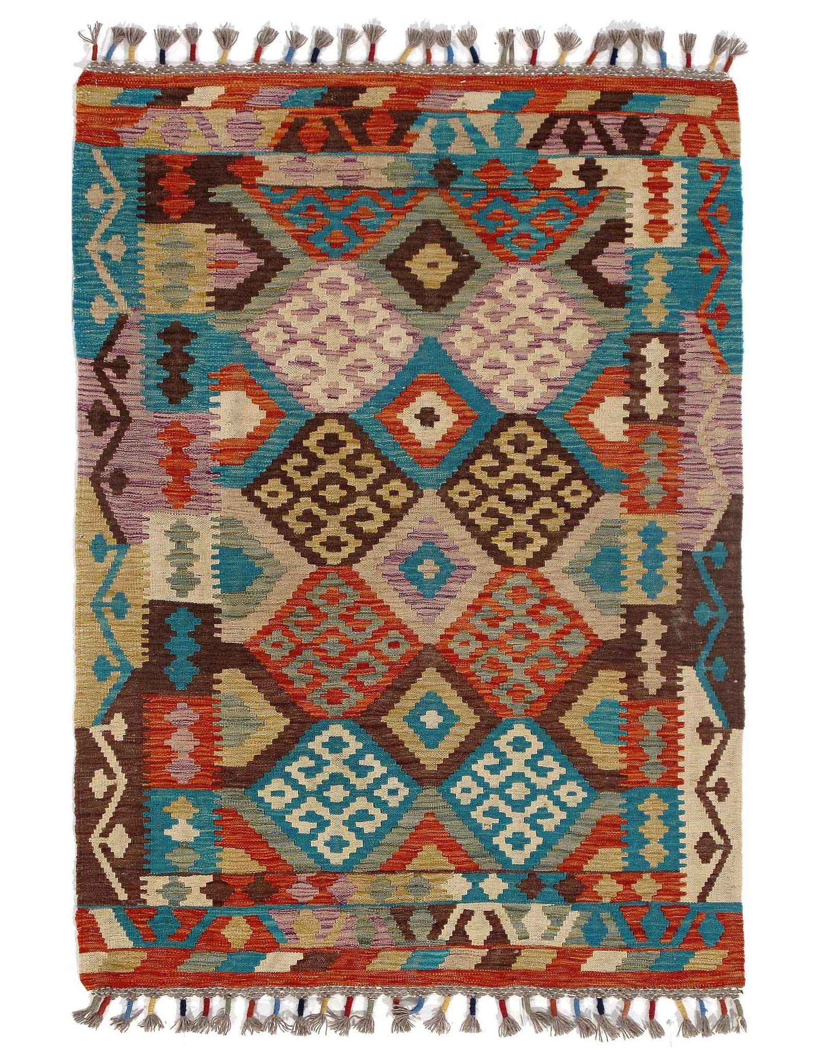 Afghan Kilim Handspun Wool Rug - 3'5" x 4'10" (1 of 3)