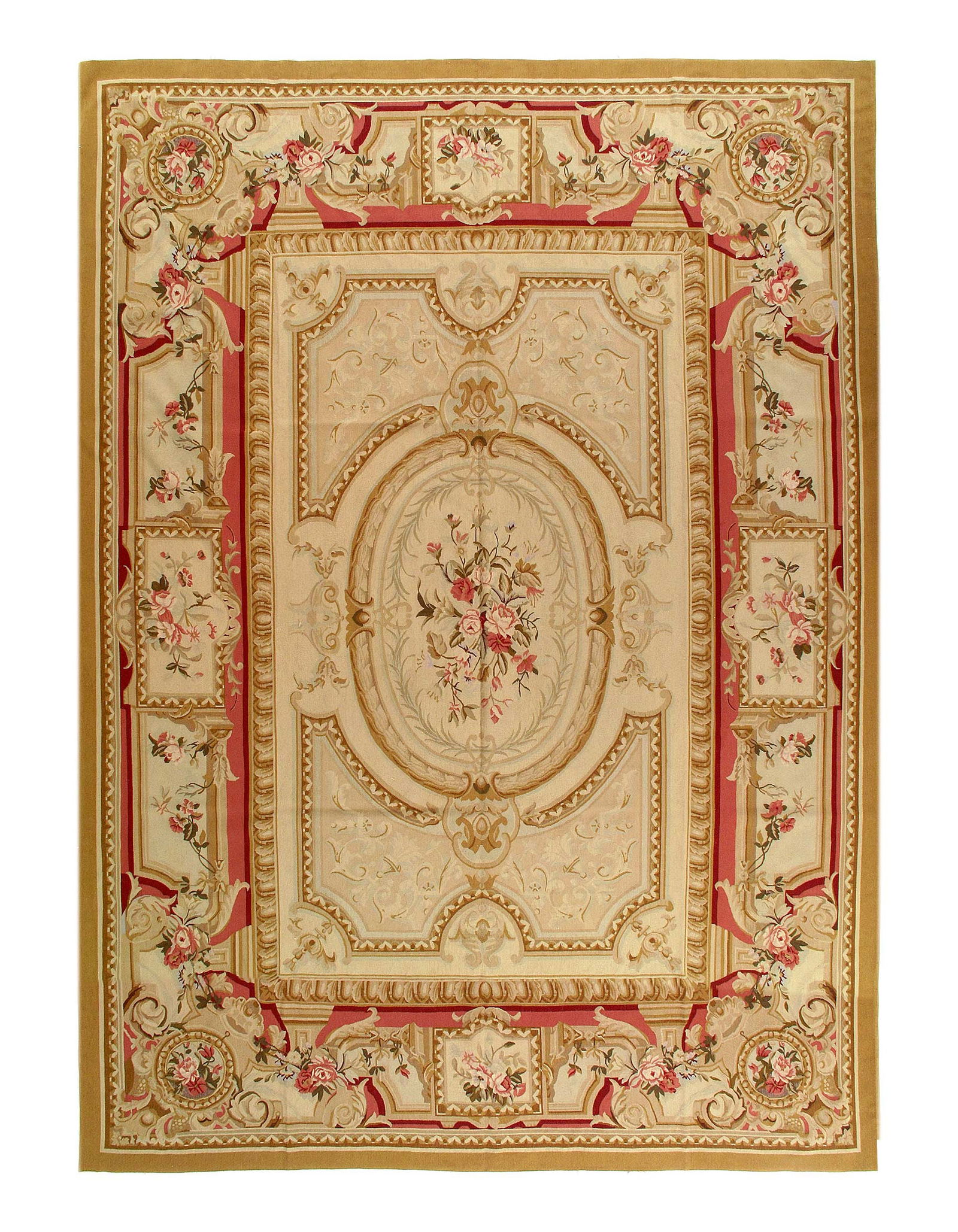 Beige Color Fine Hand Knotted Abusson Rug 10' X 14'2'' (1 of 3)