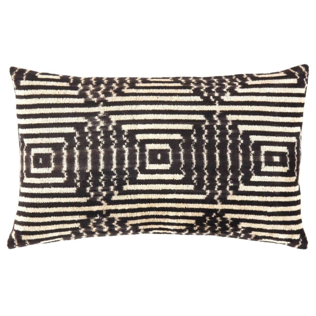 Turkish Balck & white color velvet Ikat pillow 16'' X 24'': Turkish Balck & white color velvet Ikat pillow 16'' X 24'' - New, Ikat, Handmade , Velvet Silk, 300 -TI 315- 862.This item is part of our fine auction collection which includes many fine home accessor
