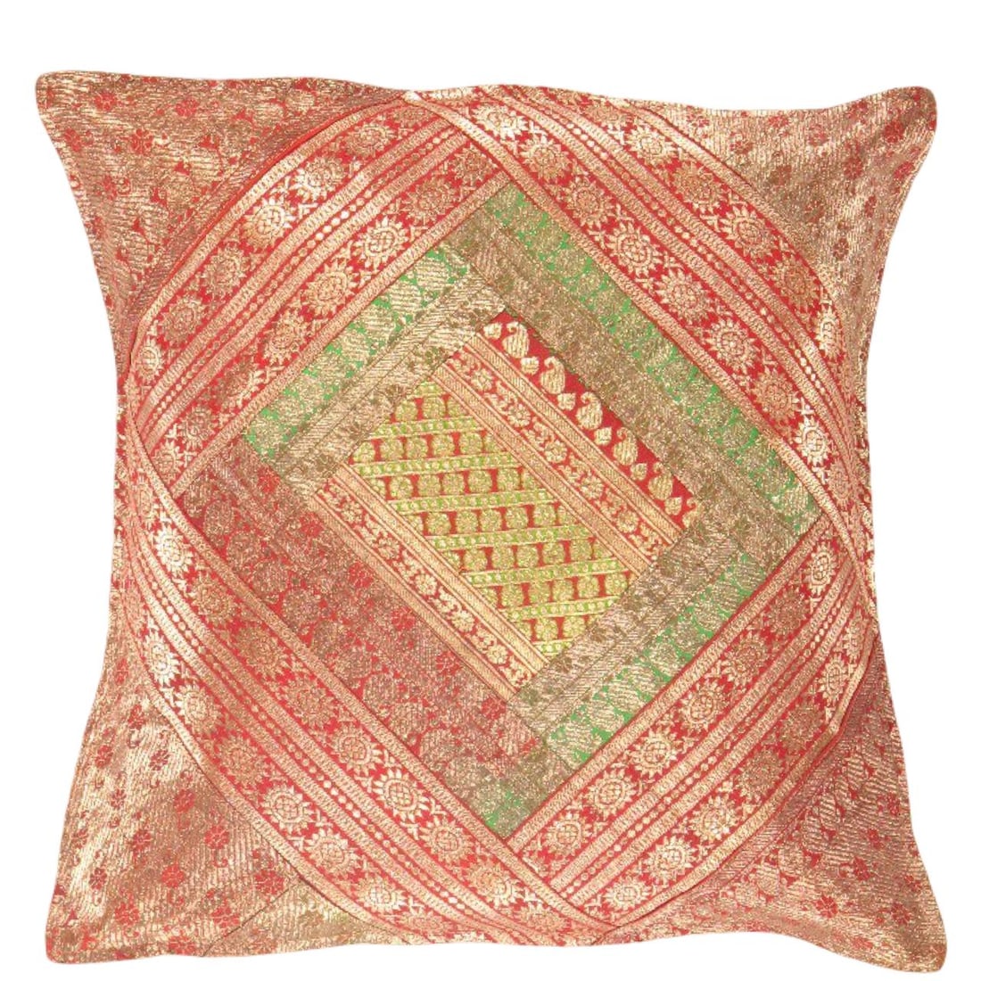 Vintage Sari silk Square Pillow Case 16 ": Vintage Sari silk Square Pillow Case 16 " - N/A, Traditional, Hand-Woven, sari Silk, 300 -PSS 203- 862.This item is part of our fine auction collection which includes many fine home accessories includ