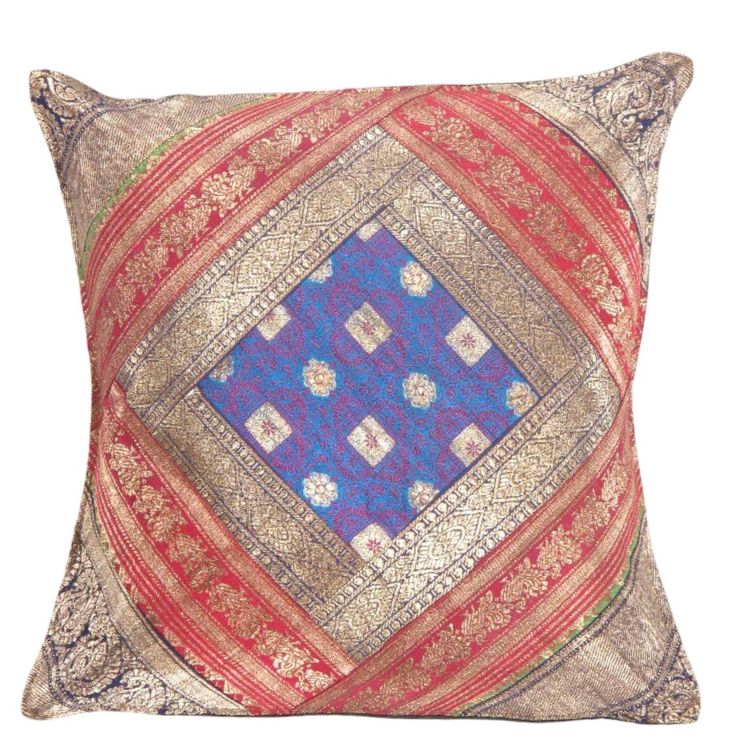 Vintage Sari silk Square Pillow Case 16 ": Vintage Sari silk Square Pillow Case 16 " - N/A, Traditional, Hand-Woven, sari Silk, 300 -PSS 176- 862.This item is part of our fine auction collection which includes many fine home accessories includ