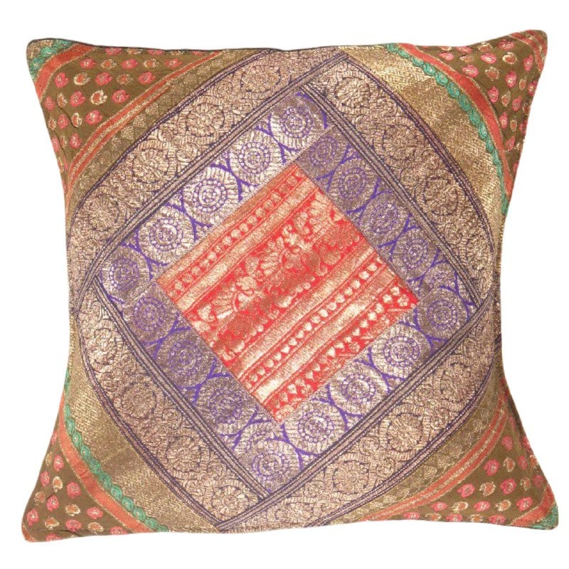 Vintage Sari silk Square Pillow Case 16 ": Vintage Sari silk Square Pillow Case 16 " - N/A, Traditional, Hand-Woven, sari Silk, 300 -PSS 175- 862.This item is part of our fine auction collection which includes many fine home accessories includ