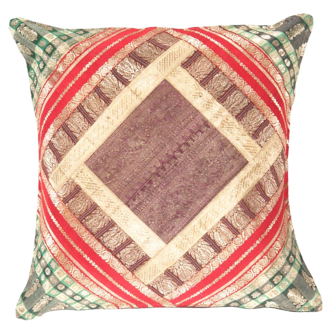 Vintage Sari silk Square Pillow Case 16 ": Vintage Sari silk Square Pillow Case 16 " - N/A, Traditional, Hand-Woven, sari Silk, 300 -PSS 161- 862.This item is part of our fine auction collection which includes many fine home accessories includ