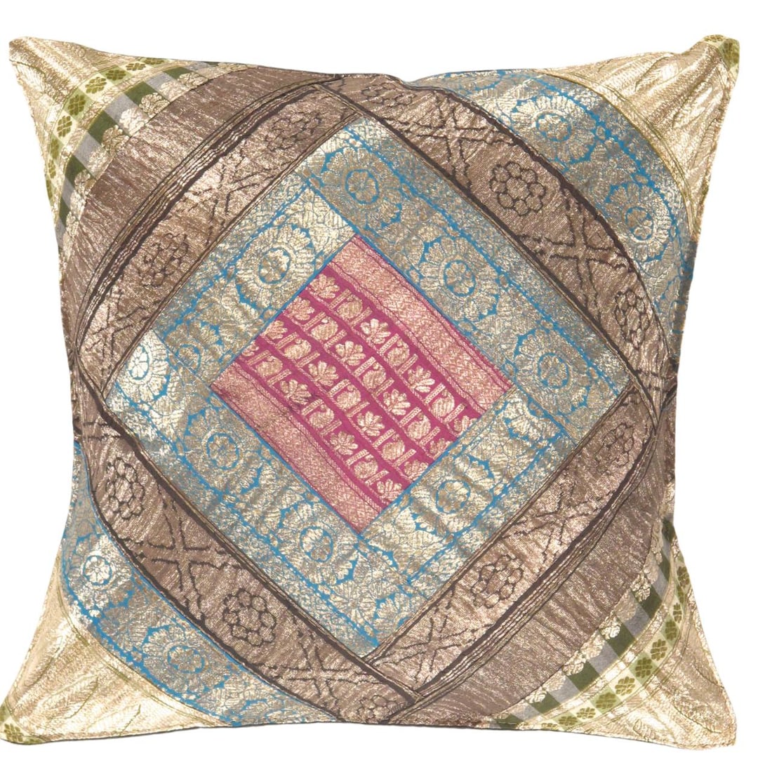 Vintage Sari silk Square Pillow Case 16 ": Vintage Sari silk Square Pillow Case 16 " - N/A, Traditional, Hand-Woven, sari Silk, 300 -PSS 158- 862.This item is part of our fine auction collection which includes many fine home accessories includ