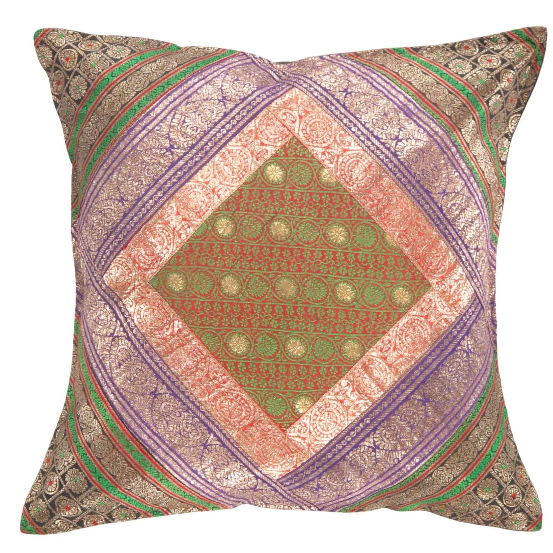 Vintage Sari silk Square Pillow Case 16 ": Vintage Sari silk Square Pillow Case 16 " - N/A, Traditional, Hand-Woven, sari Silk, 300 -Pss 155- 862.This item is part of our fine auction collection which includes many fine home accessories includ