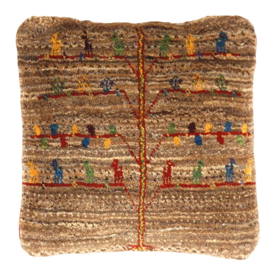 Fine Hand knotted Persian Gabbeh Pillow 15" X 15'': Fine Hand knotted Persian Gabbeh Pillow 15" X 15'' - New, Gabbeh, Handmade , Lamb's Wool, 300 -PG 182- 862.This item is part of our fine auction collection which includes many fine home accessories in