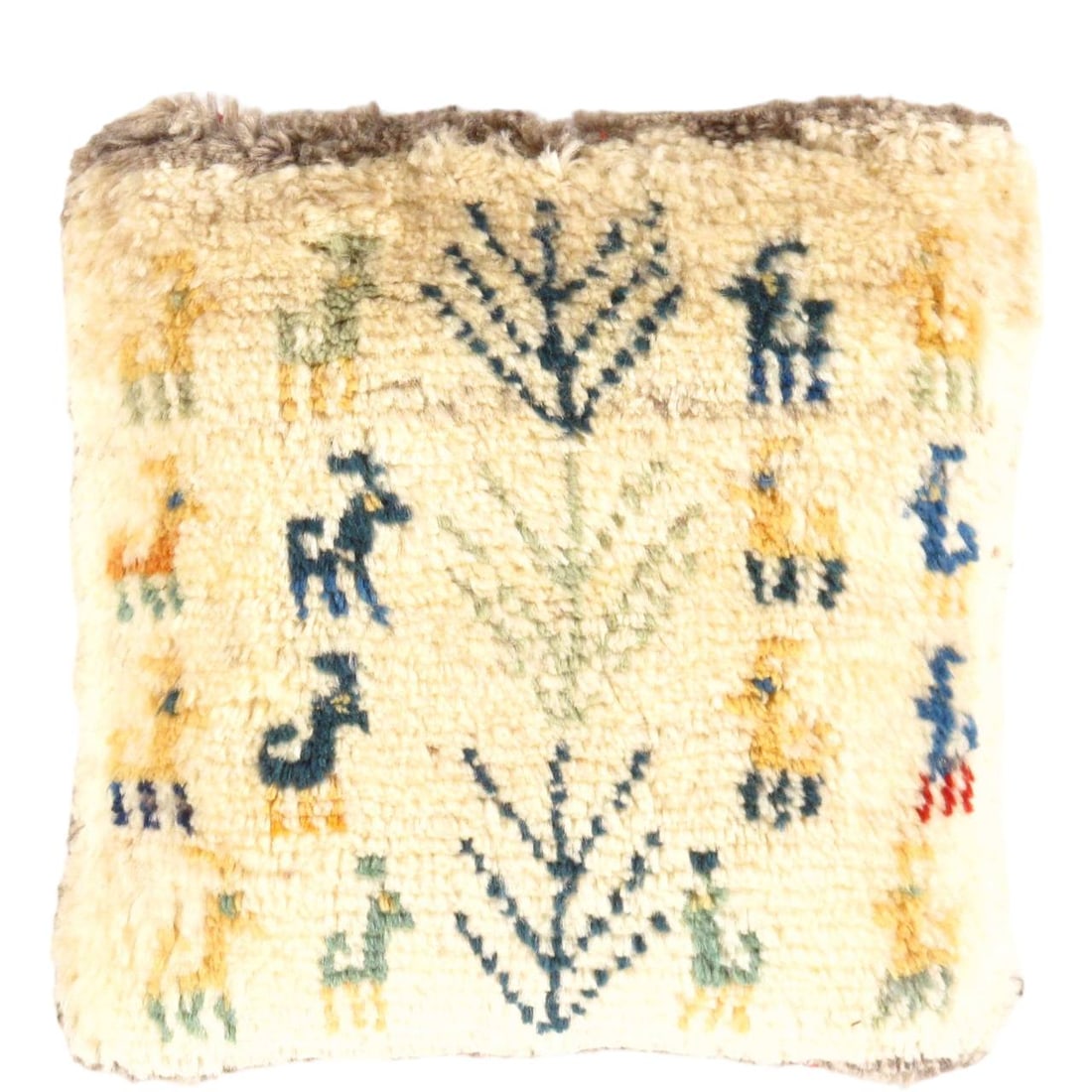 Fine Hand knotted Persian Gabbeh pillow 14'' X 14'': Fine Hand knotted Persian Gabbeh pillow 14'' X 14'' - New, Gabbeh, Handmade , Lamb's Wool, 300 -PG 172- 862.This item is part of our fine auction collection which includes many fine home accessories i