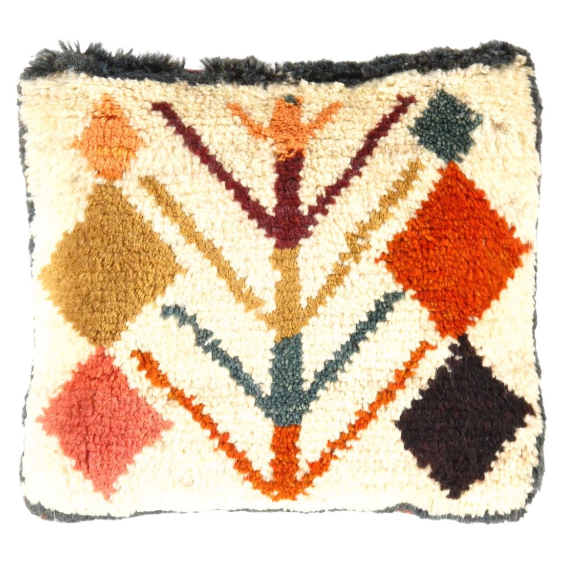 Fine Hand knotted Persian Gabbeh pillow 13'' X 15'': Fine Hand knotted Persian Gabbeh pillow 13'' X 15'' - New, Gabbeh, Handmade , Lamb's Wool, 300 -PG 166- 862.This item is part of our fine auction collection which includes many fine home accessories i