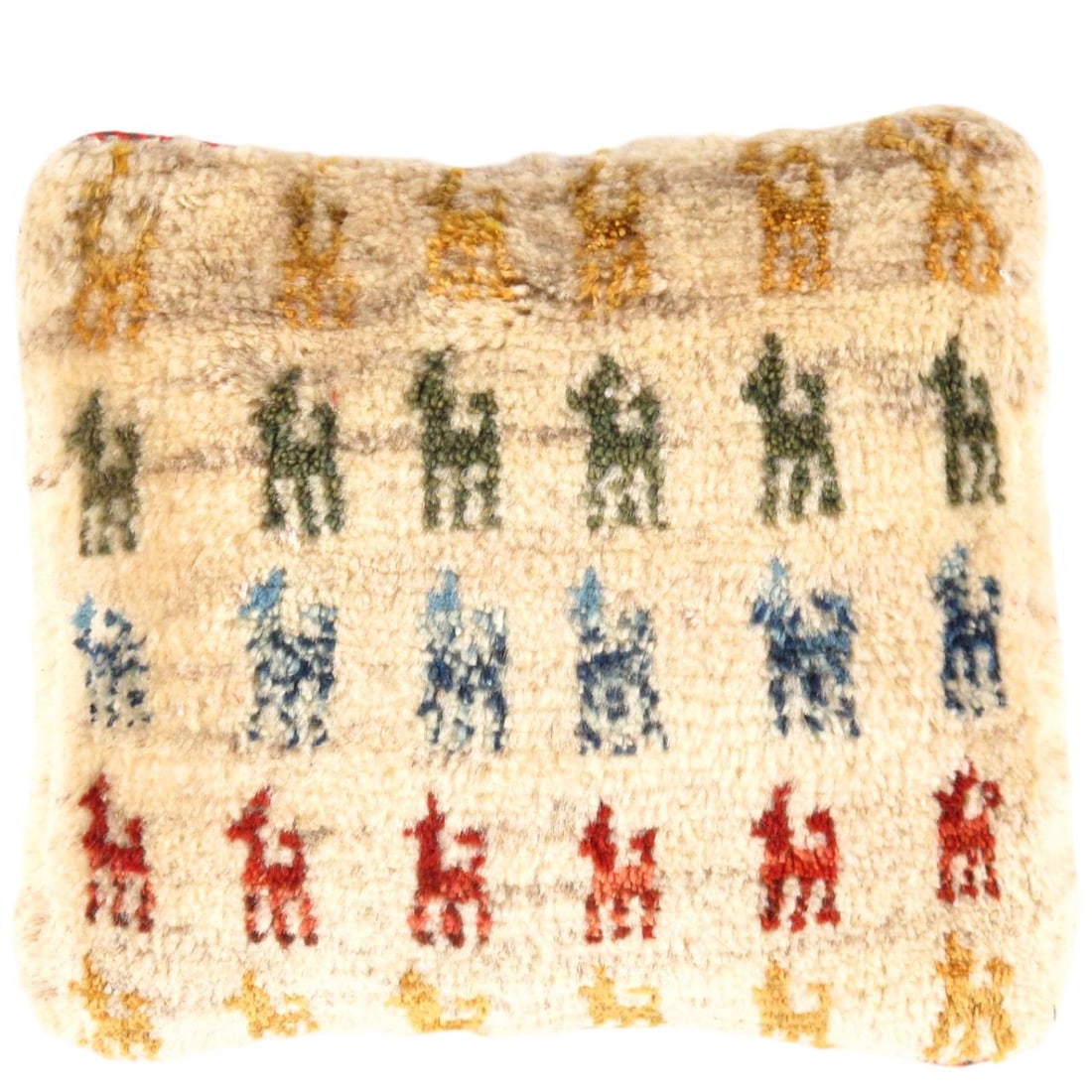 Fine Hand knotted Persian Gabbeh pillow 14'' X 15'': Fine Hand knotted Persian Gabbeh pillow 14'' X 15'' - New, Gabbeh, Handmade , Lamb's Wool, 300 -PG 163- 862.This item is part of our fine auction collection which includes many fine home accessories i