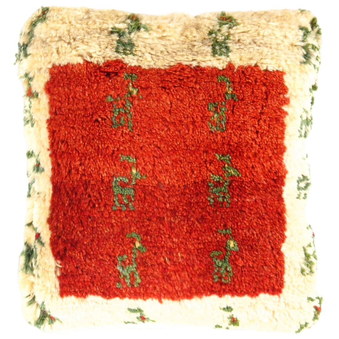 Fine Hand knotted Persian Gabbeh pillow 14'' X 15'': Fine Hand knotted Persian Gabbeh pillow 14'' X 15'' - New, Gabbeh, Handmade , Lamb's Wool, 300 -PG 158- 862.This item is part of our fine auction collection which includes many fine home accessories i