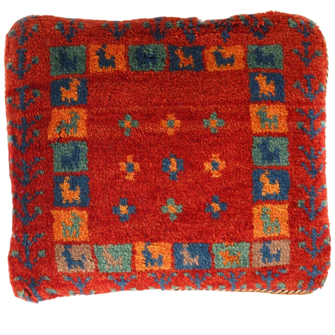 Fine Hand knotted Persian Gabbeh pillow 14'' X 16'': Fine Hand knotted Persian Gabbeh pillow 14'' X 16'' - New, Gabbeh, Handmade , Lamb's Wool, 300 -PG 157- 862.This item is part of our fine auction collection which includes many fine home accessories i