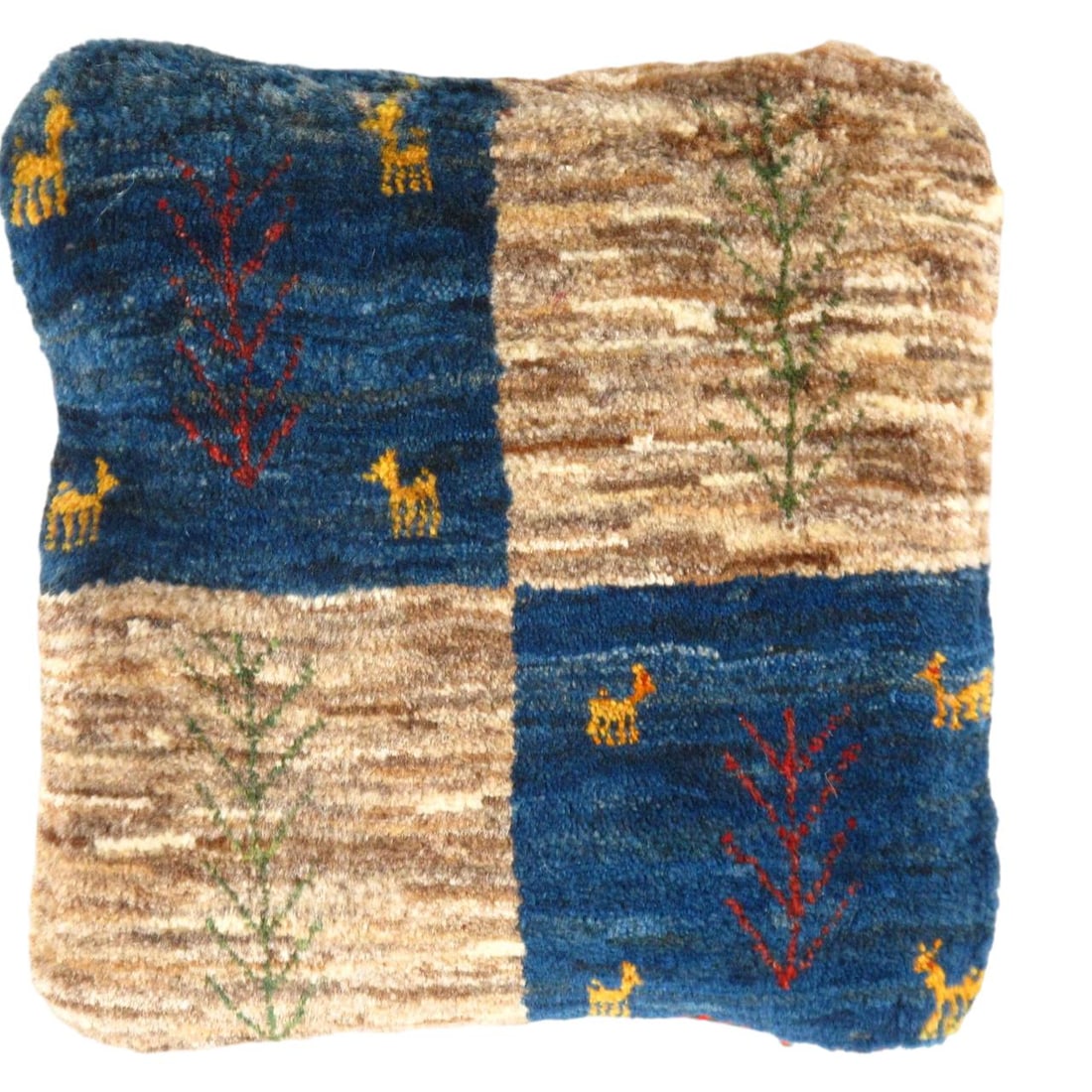 Fine Hand knotted persian Gabbeh pillow 15'' X 15'': Fine Hand knotted persian Gabbeh pillow 15'' X 15'' - New, Gabbeh, Handmade , Lamb's Wool, 300 -PG 118- 862.This item is part of our fine auction collection which includes many fine home accessories i