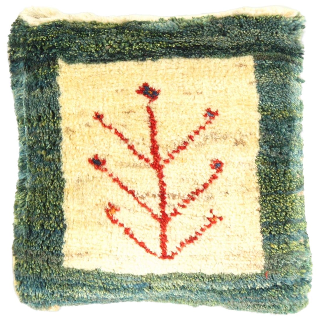 Fine Hand knotted persian Gabbeh pillow 14'' X 14'': Fine Hand knotted persian Gabbeh pillow 14'' X 14'' - New, Gabbeh, Handmade , Lamb's Wool, 300 -PG 115- 862.This item is part of our fine auction collection which includes many fine home accessories i