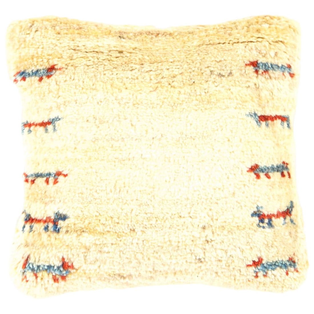 Fine Hand knotted persian Gabbeh pillow 15'' X 15'': Fine Hand knotted persian Gabbeh pillow 15'' X 15'' - New, Gabbeh, Handmade , Lamb's Wool, 300 -PG 114- 862.This item is part of our fine auction collection which includes many fine home accessories i