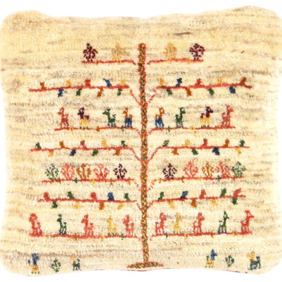 Fine Hand knotted persian Gabbeh pillow 16'' X 16'': Fine Hand knotted persian Gabbeh pillow 16'' X 16'' - New, Gabbeh, Handmade , Lamb's Wool, 300 -PG 113- 862.This item is part of our fine auction collection which includes many fine home accessories i