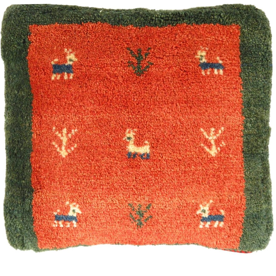 Fine Hand knotted Persian Gabbeh Pillow 17'' X 17'': Fine Hand knotted Persian Gabbeh Pillow 17'' X 17'' - New, Gabbeh, Handmade , Lamb's Wool, 300 -PG 109- 862.This item is part of our fine auction collection which includes many fine home accessories i