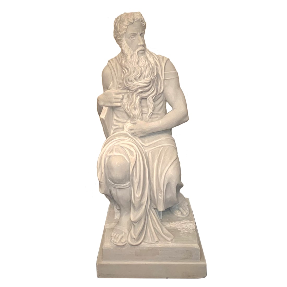Hand Carved Marble Sculpture of Moses After Michelangelo 20" H x 8" x 8-1/2".: Hand Carved Marble Sculpture of Moses After Michelangelo - 19th Century, French, N/A, Ceramic, 300 -Pas 1- 862.This item is part of our fine auction collection which includes many fine home accessorie