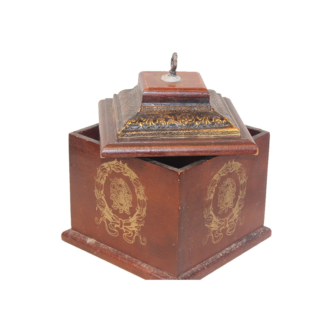 French Box Style Wood with Design 10" x 8" x 8" (1 of 3)