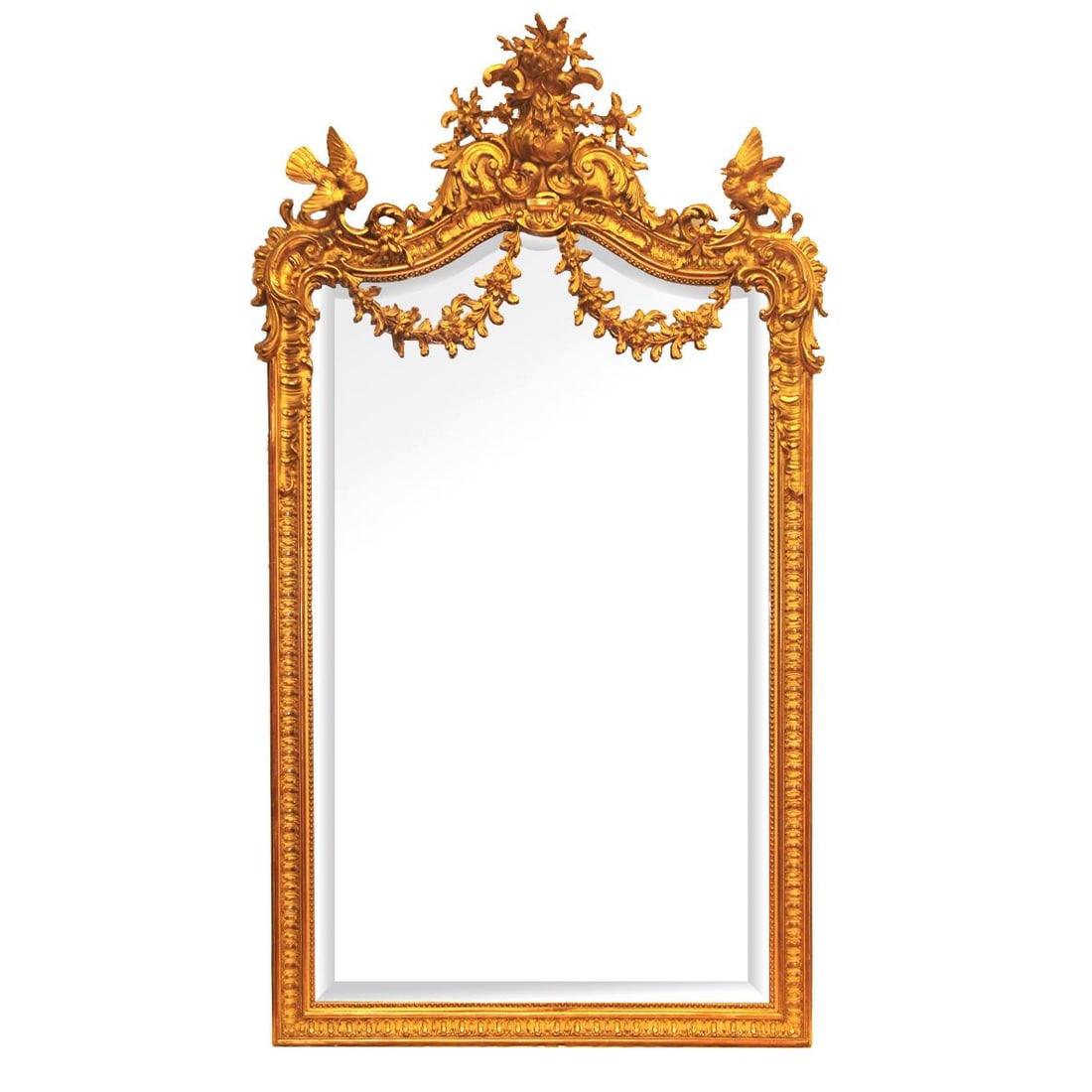 Antique French Wall Mirror Carved Wood Gold Frame 44"W × 3"D × 77"H (1 of 7)