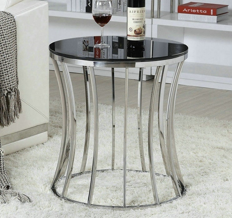 Charlotte Side Table 21.65" X 21.65" X 23.62": Charlotte Side Table - 0, Modern, N/A, Stainess Steel frame,Tempered glass, 300 -PF0009- 862.This item is part of our fine auction collection which includes many fine home accessories including
