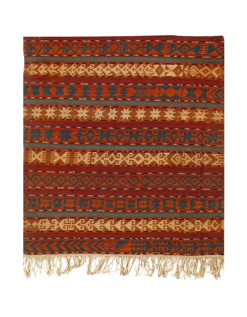 Fine Antique Turkish Kilim 4'10" x 5'8": Fine Antique Turkish Kilim 4'10" x 5'8" - New, Turkish, Hand-Knotted, Lamb's Wool, 300 -D07794- 862.This item is part of our fine auction collection which includes many fine home accessories including