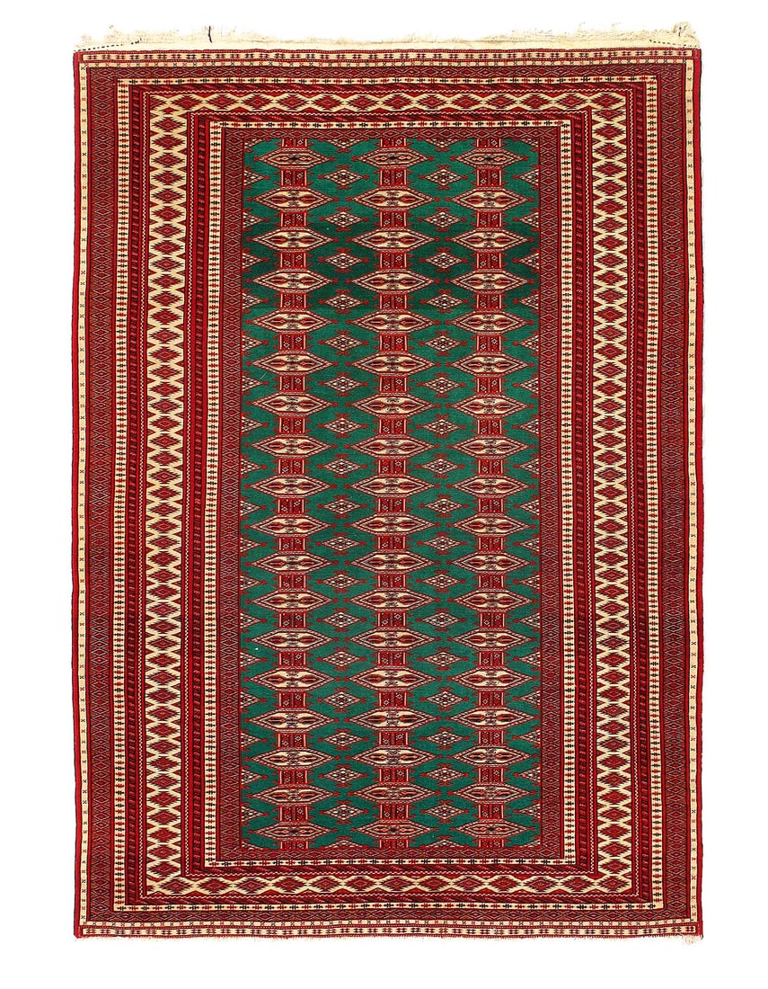 Fine Hand Knotted Vintage Turkaman Rug 4'6"X 6'5" (1 of 3)