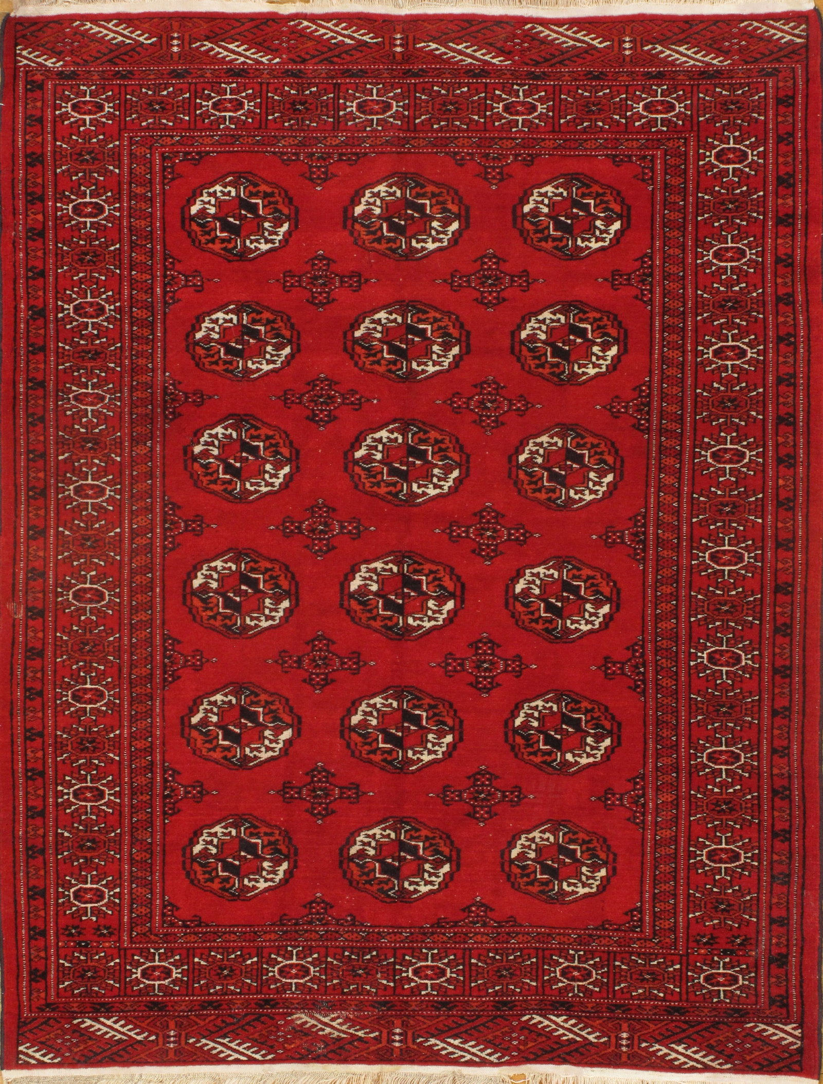 Rust Russain Turkman 4'.2'' x 4'.5'': Rust Russain Turkman 4'.2'' x 4'.5'' - , Turkaman, Hand-Knotted, Lamb's Wool, 300 -D08068- 862.This item is part of our fine auction collection which includes many fine home accessories including anti