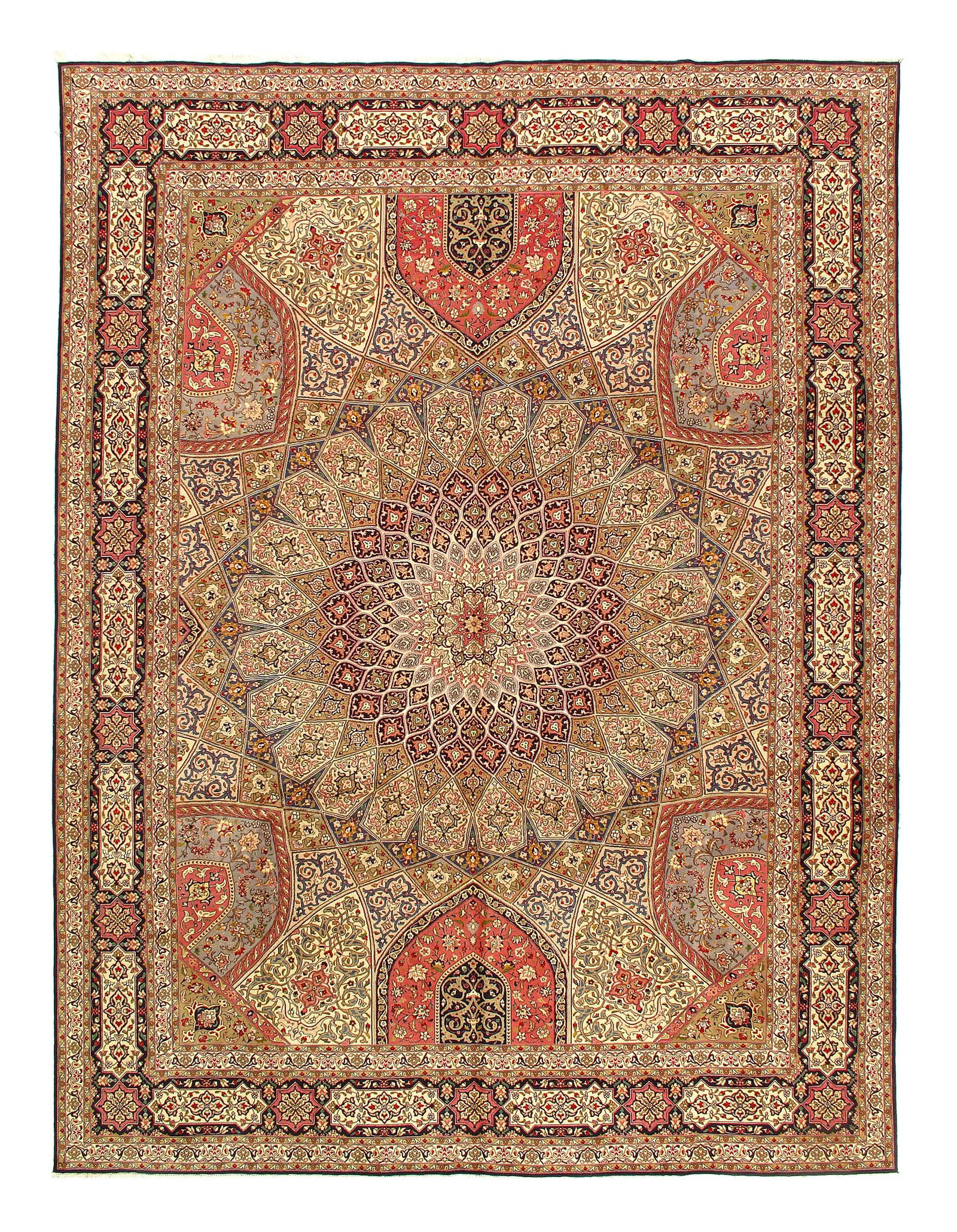 Multi Color Persian Tabriz Gonbad 10' X 13': Multi Color Persian Tabriz Gonbad 10' X 13' - New, Tabriz, Hand-Knotted, Wool & Silk, 300 -D07336- 862.This item is part of our fine auction collection which includes many fine home accessories includ