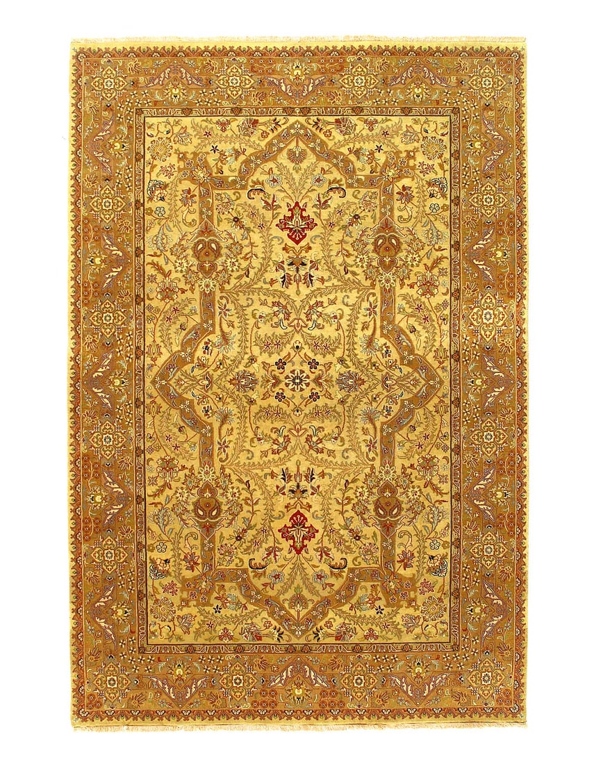 Fine Hand Knotted Persian Tabriz design 6' X 8'11'': Fine Hand Knotted Persian Tabriz design 6' X 8'11'' - New, Tabriz, Hand-Knotted, Lamb's Wool, 300 -D03788- 862.This item is part of our fine auction collection which includes many fine home accessorie