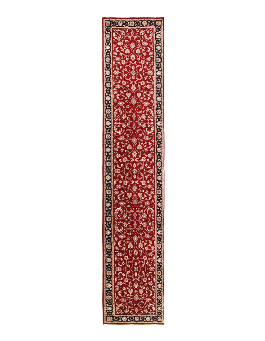 Rust Tabriz design Runner 2'.7''x 18': Rust Tabriz design Runner 2'.7''x 18' - NEW, Tabriz, Hand-Knotted, Lamb's Wool, 300 -D12596- 862.This item is part of our fine auction collection which includes many fine home accessories including an