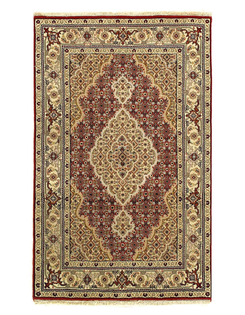 Fine Hand Knotted Silk & wool Tabriz rug 3' X 4'11'': Fine Hand Knotted Silk & wool Tabriz rug 3' X 4'11'' - New, Tabriz, Hand-Knotted, Wool & Silk, 300 -D12767- 862.This item is part of our fine auction collection which includes many fine home accessori