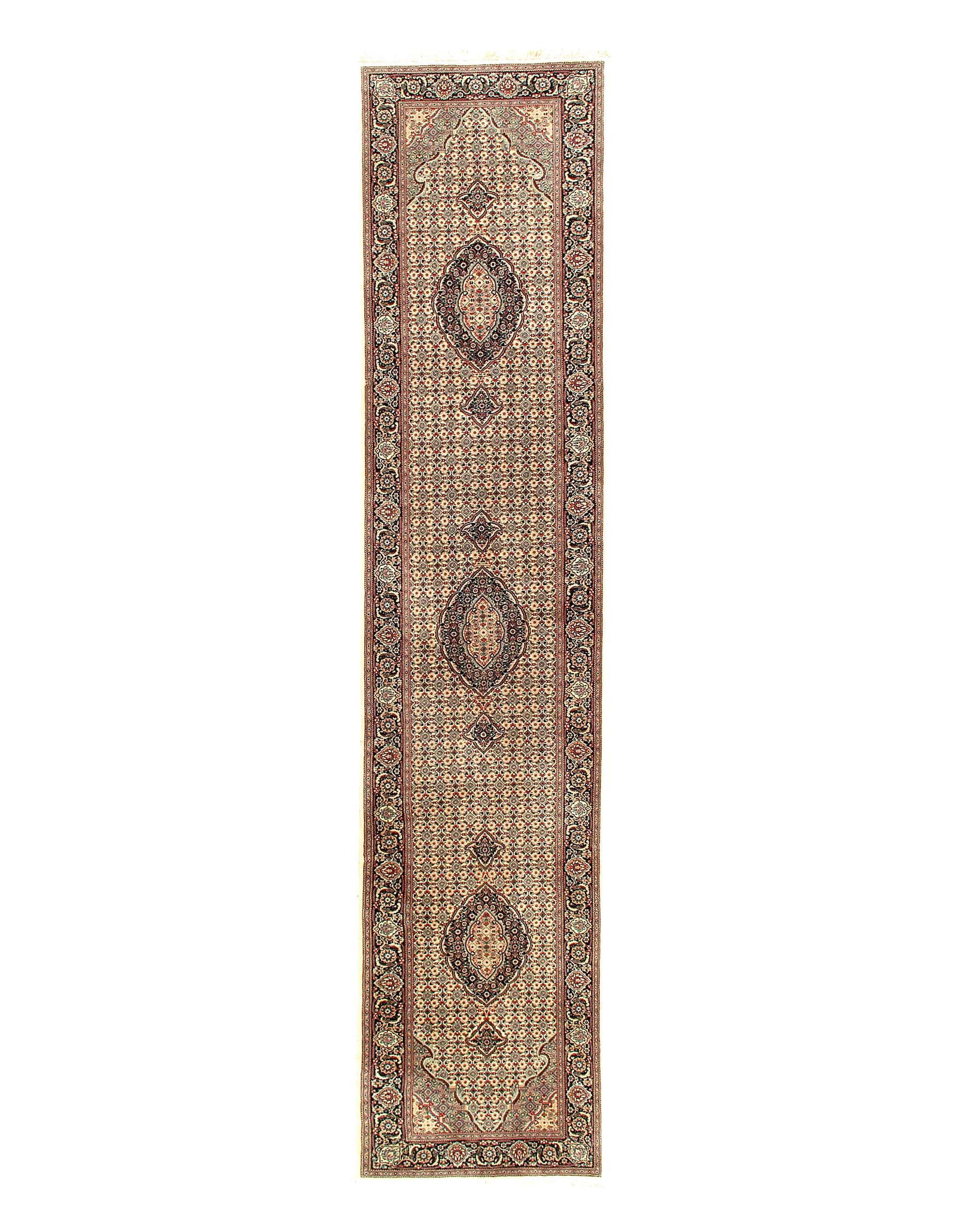 Fine Hand Knotted silk & wool Tabriz runner 2'7'' X 12'7'': Fine Hand Knotted silk & wool Tabriz runner 2'7'' X 12'7'' - 2015, Tabriz, Hand-Knotted, Wool & Silk, 300 -D11936- 862.This item is part of our fine auction collection which includes many fine home ac