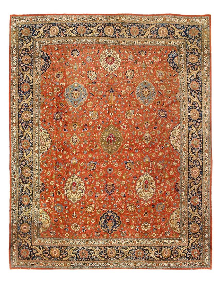 Rust Persian Antique Tabriz 12'8"x 16'2": Rust Persian Antique Tabriz 12'8"x 16'2" - CIRCA 1900, Tabriz, Hand-Knotted, Lamb's Wool, 300 -D10798- 862.This item is part of our fine auction collection which includes many fine home accessories in