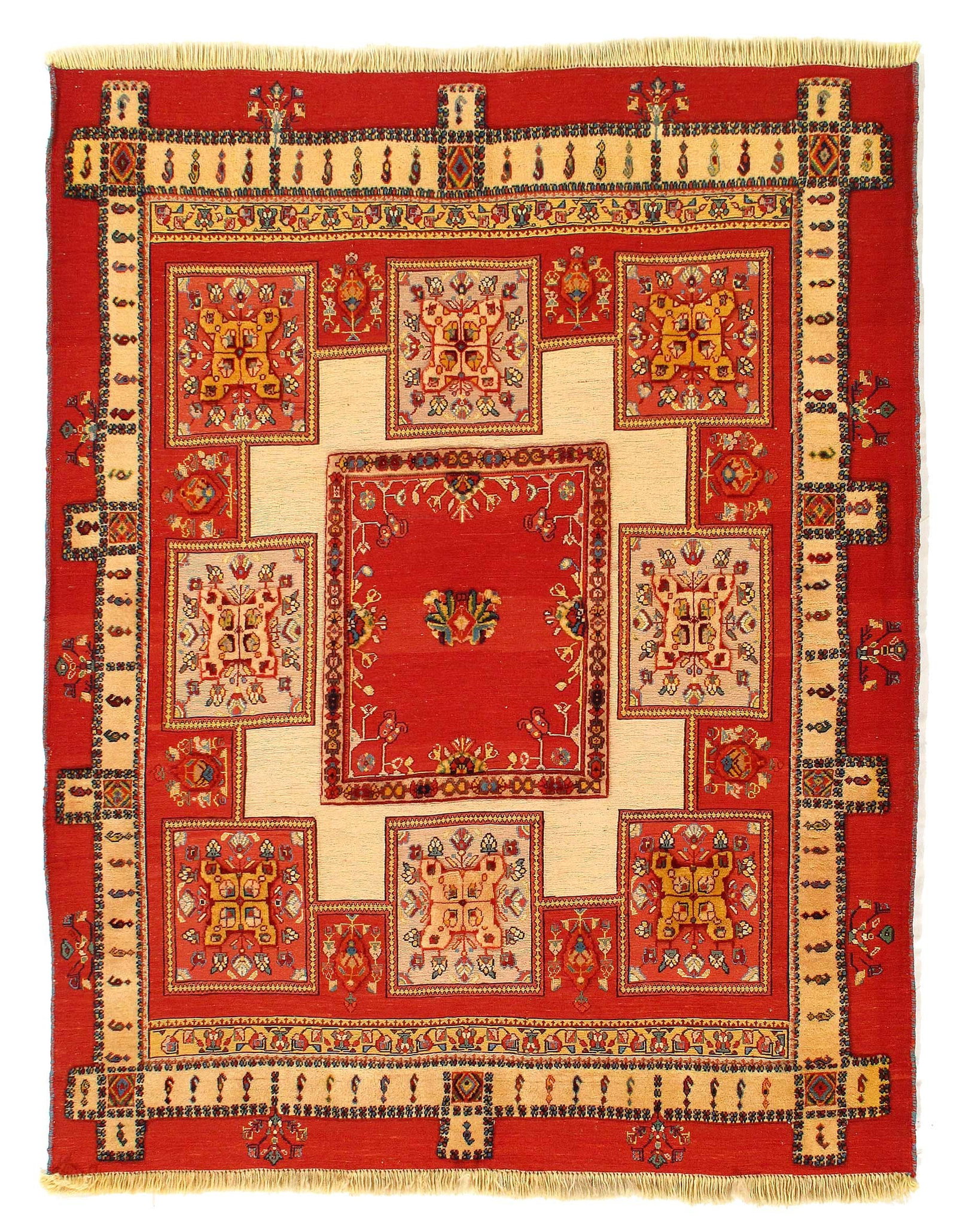 Red color Persian Flat weave sumak rug 4'11'' X 6' (1 of 4)
