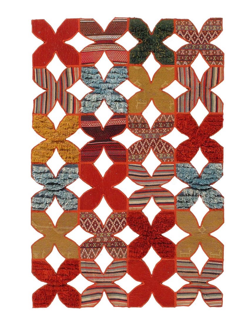 Red color Persian Flat weave & Pile sumak rug 4'X 6' (1 of 3)