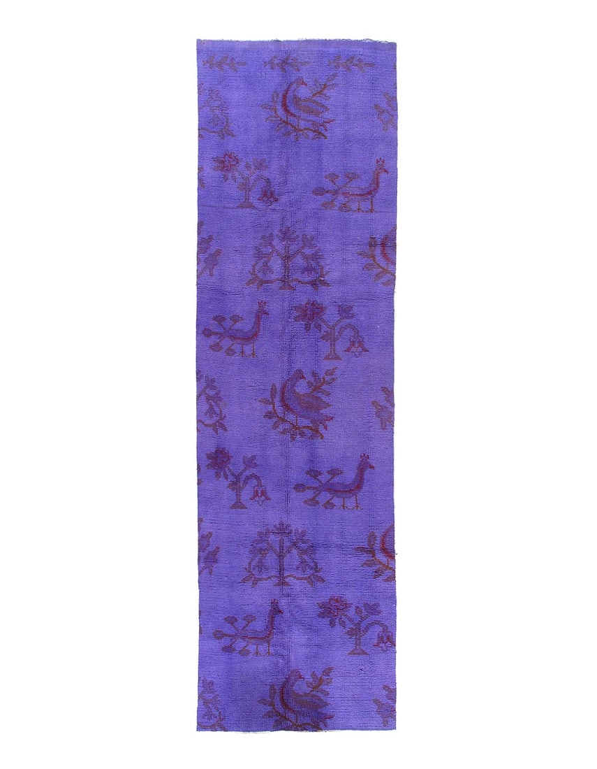 Fine Hand Knotted overdye runner 3'1'' X 10'6'': Fine Hand Knotted overdye runner 3'1'' X 10'6'' - Circa 1970, Spanish Savonnerie, Hand-Knotted, Lamb's Wool, 300 -D12125- 862.This item is part of our fine auction collection which includes many fine