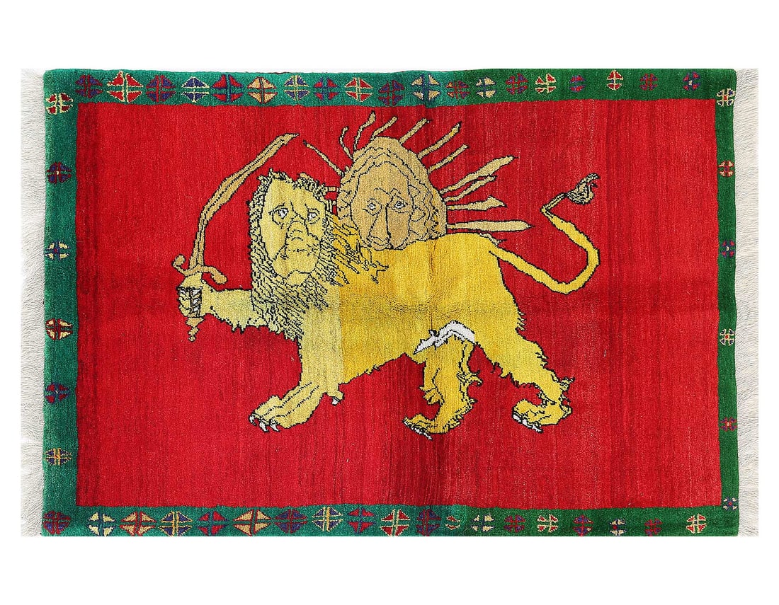 Animal Pictorial Shiraz Persian Area Rug 3'7'' X 5'5'': Animal Pictorial Shiraz Persian Area Rug 3'7'' X 5'5'' - New, Shiraz, Hand-Knotted, Lamb's Wool, 300 -D13418- 862.This item is part of our fine auction collection which includes many fine home accesso