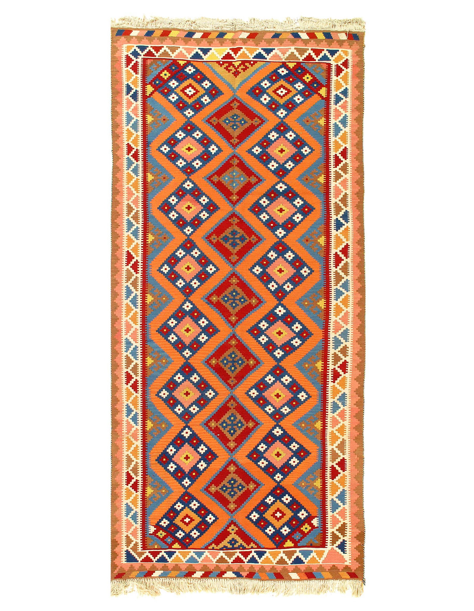 Multi color Persian Shiraz kilim 4'7'' X 10'7'': Multi color Persian Shiraz kilim 4'7'' X 10'7'' - Circa 1980s, Shiraz, Flatweave, Lamb's Wool, 300 -52774- 862.This item is part of our fine auction collection which includes many fine home accessorie
