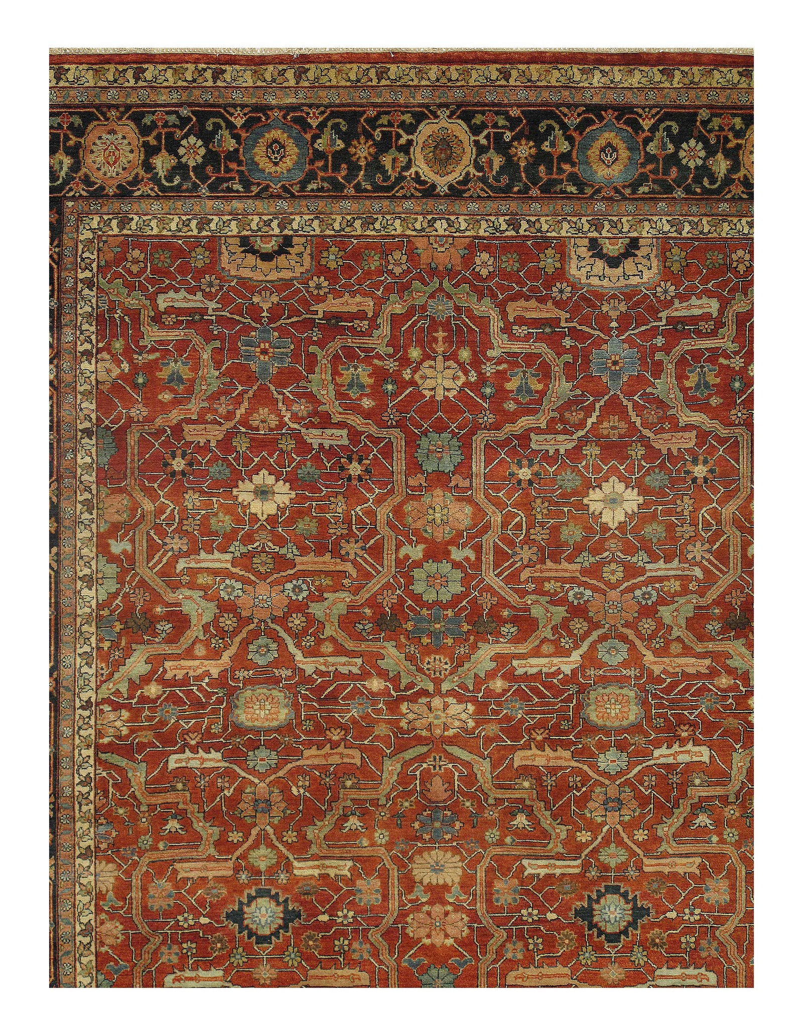 Rust Fine Hand Knotted Persian serapi Design Rug 8' x 9'9'' (1 of 4)