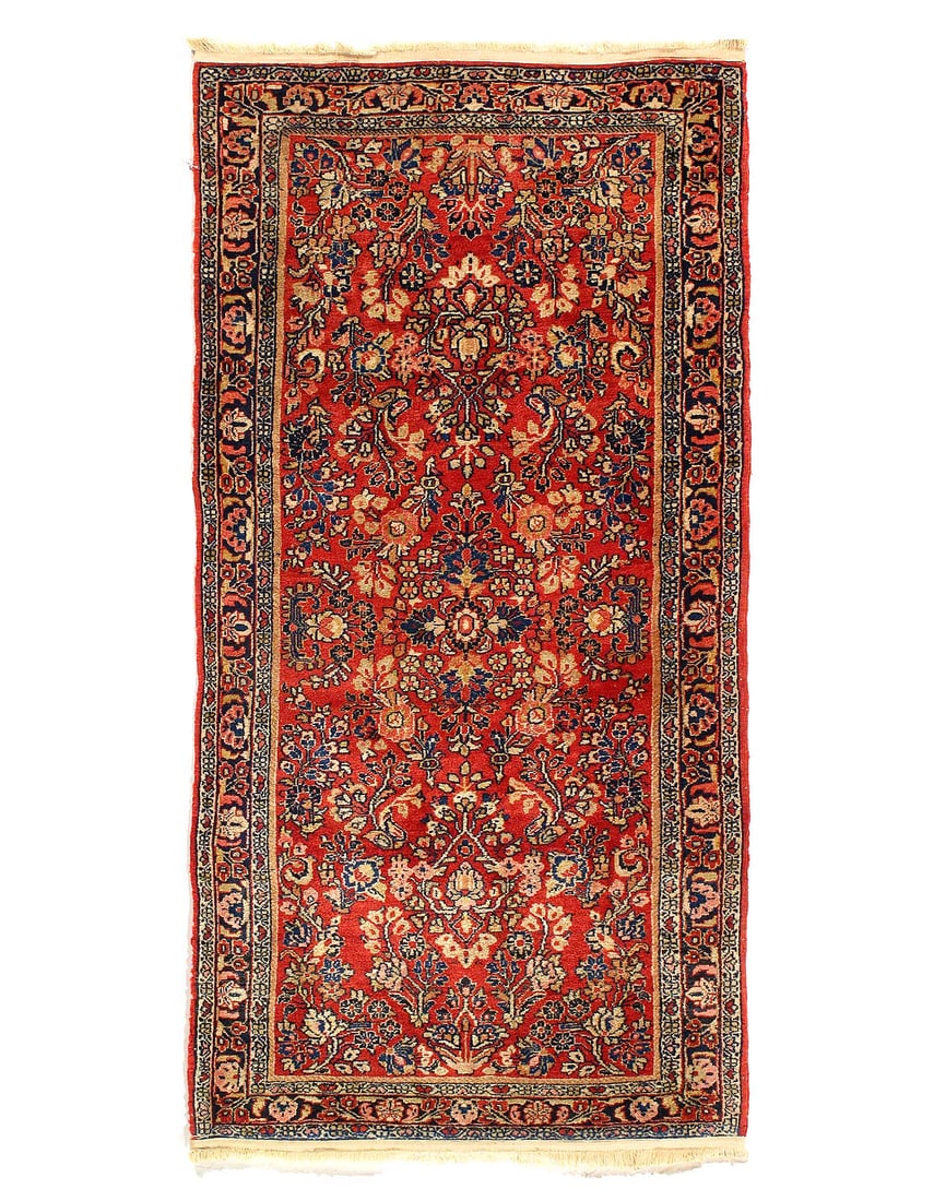 Persian Rust Antique Sarouk 2'6"X 5': Persian Rust Antique Sarouk 2'6"X 5' - CIRCA 1920, Sarouk, Hand-Knotted, Lamb's Wool, 300 -D15080- 862.This item is part of our fine auction collection which includes many fine home accessories includ