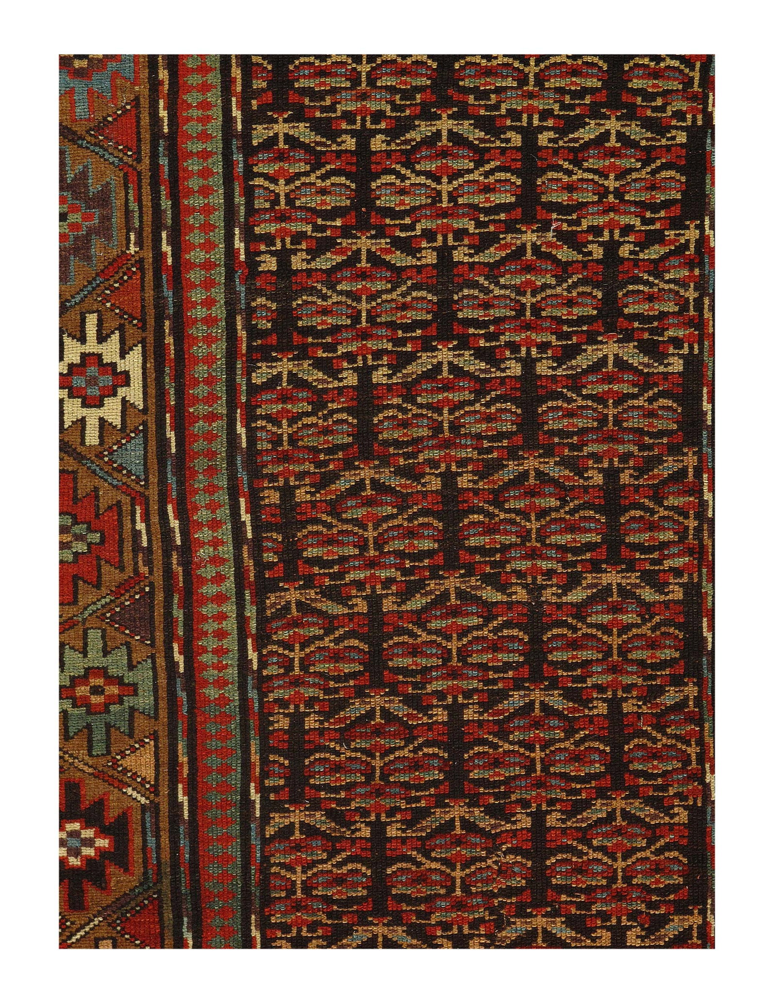 Navy Antique Saraband runner 3'.2'' X 12'.5'': Navy Antique Saraband runner 3'.2'' X 12'.5'' - circa 1900, saravand, Hand-Knotted, Lamb's Wool, 300 -D07362- 862.This item is part of our fine auction collection which includes many fine home accesso